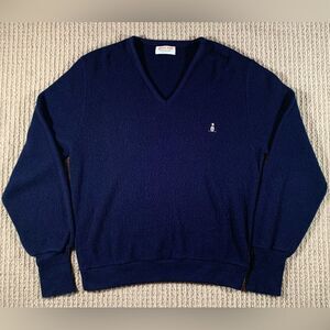 Vintage Grand Slam by Munsingwear Mens Blue Penguin V-neck Pullover Sweater Lrg